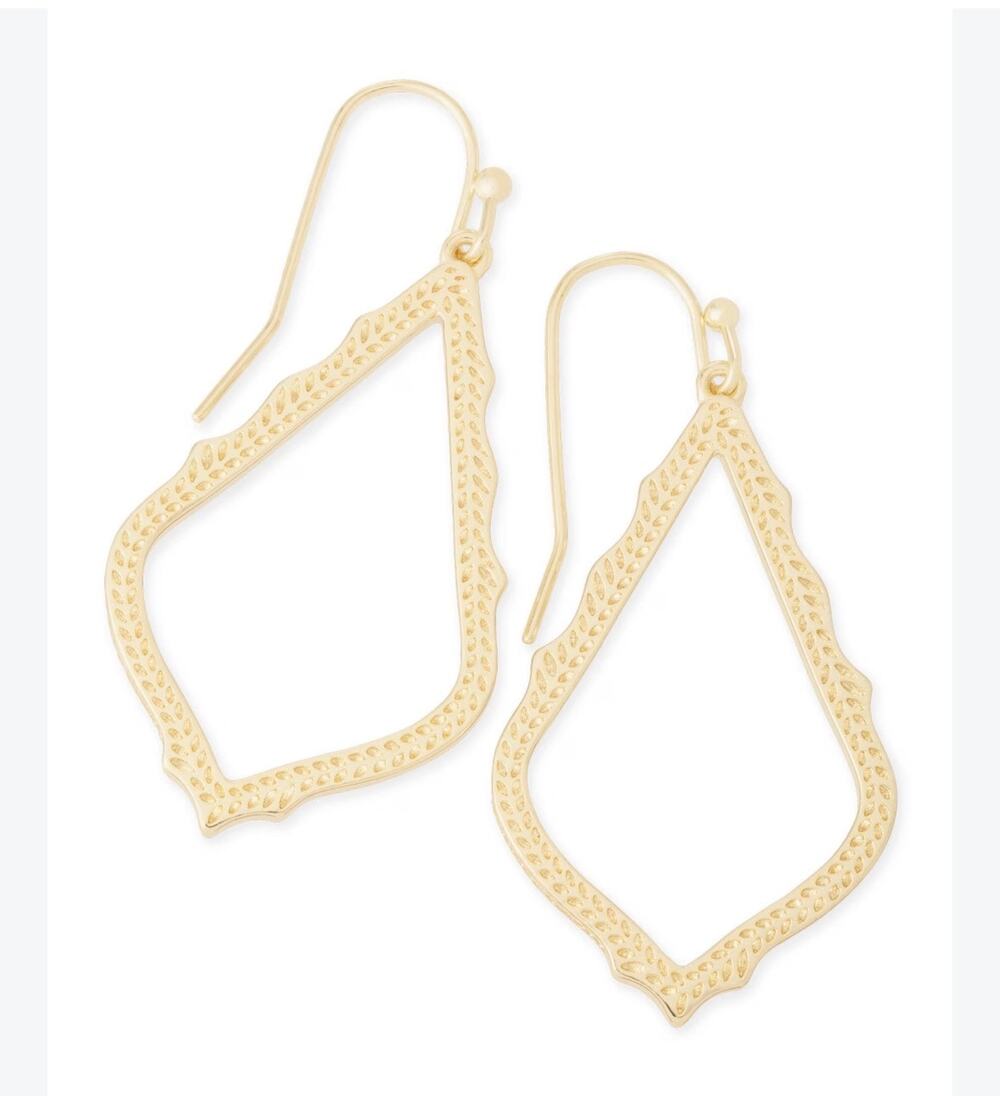Kendra Scott Sophia Tear Drop Hoops Earrings Gold Tone